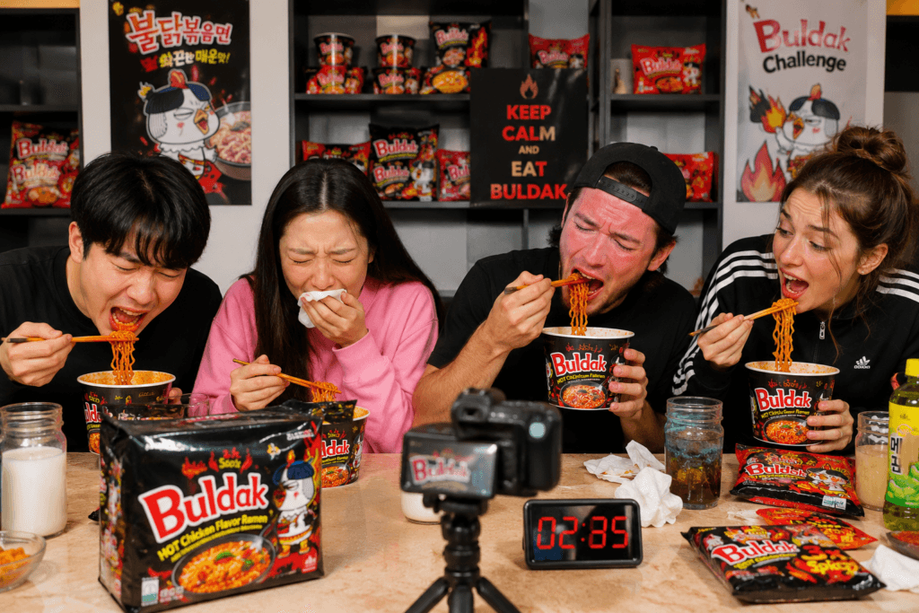 Korean spicy noodle challenge and food trend