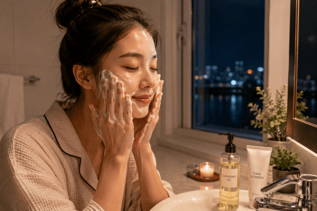 Korean double cleansing routine