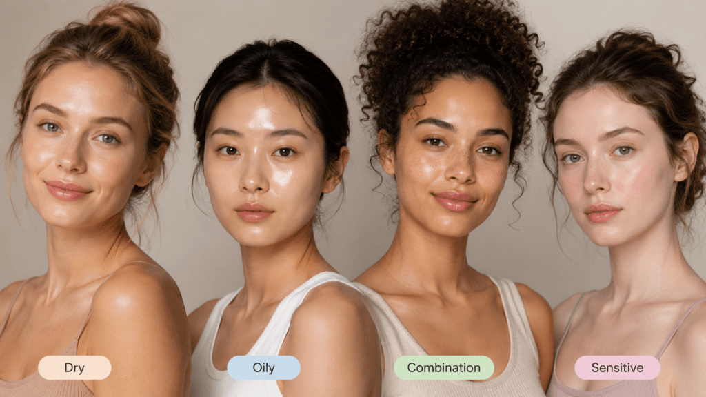 Different skin types and cleansing routines
