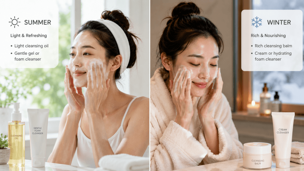 Summer and winter cleansing routine