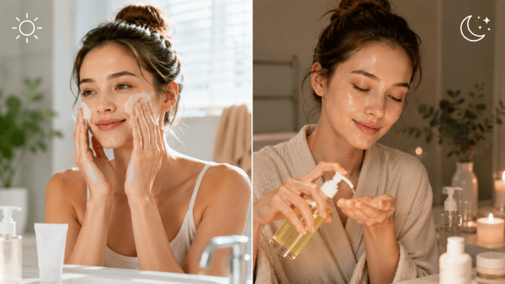Morning vs night cleansing routine