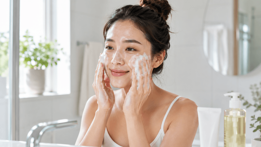 Gentle morning facial cleansing