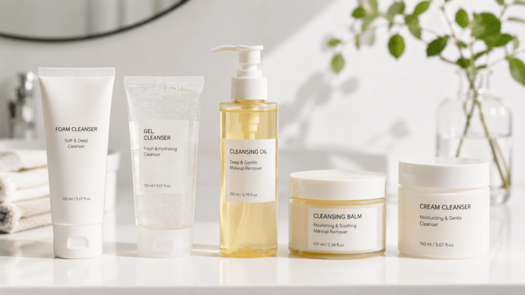 Different types of Korean facial cleansers