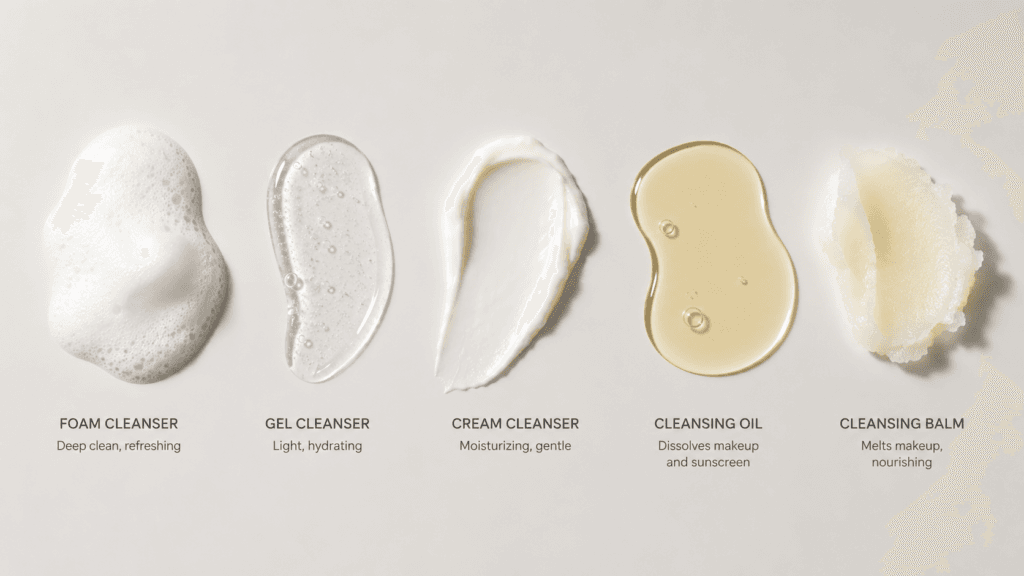 Korean cleanser textures comparison