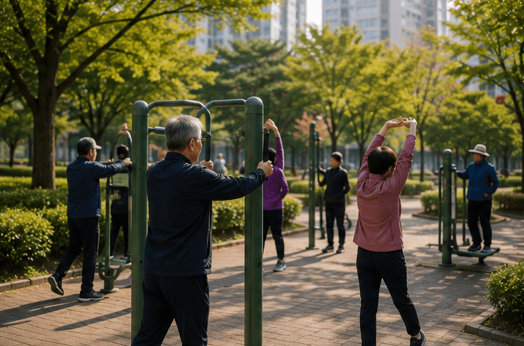 Korean morning city commuters