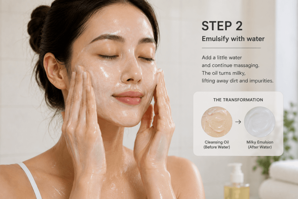 Emulsifying cleansing oil correctly
3.