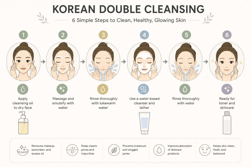 Step-by-step Korean double cleansing routine