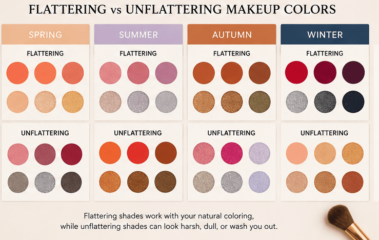 Seasonal makeup color comparison