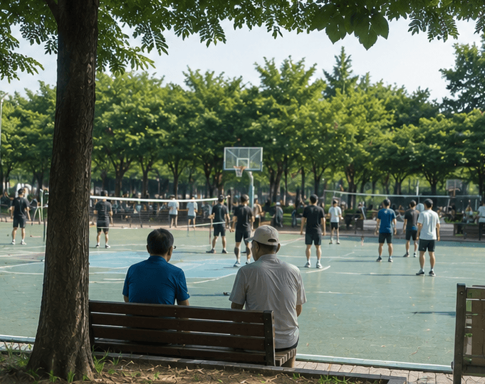 Outdoor Exercise in Korea autumn park