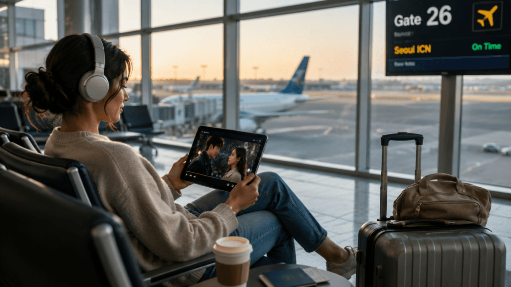 Watching Korean dramas while traveling