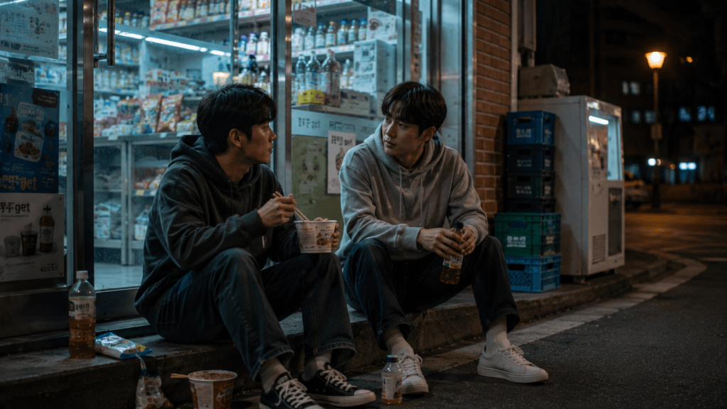 Korean convenience store drama scene
