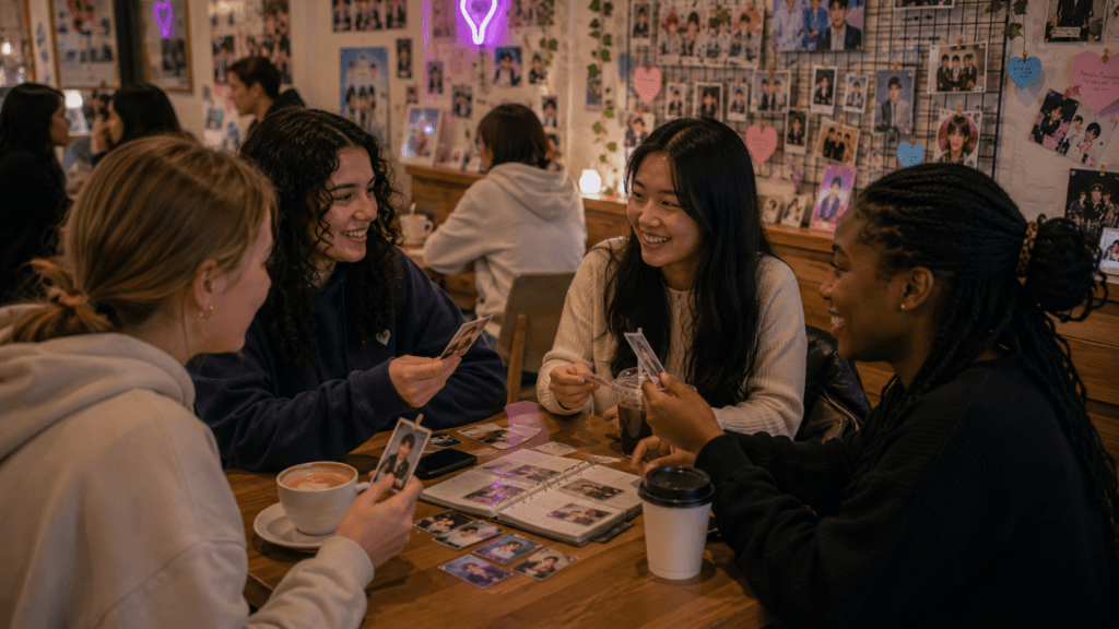 Friends meeting at a Korean fan café