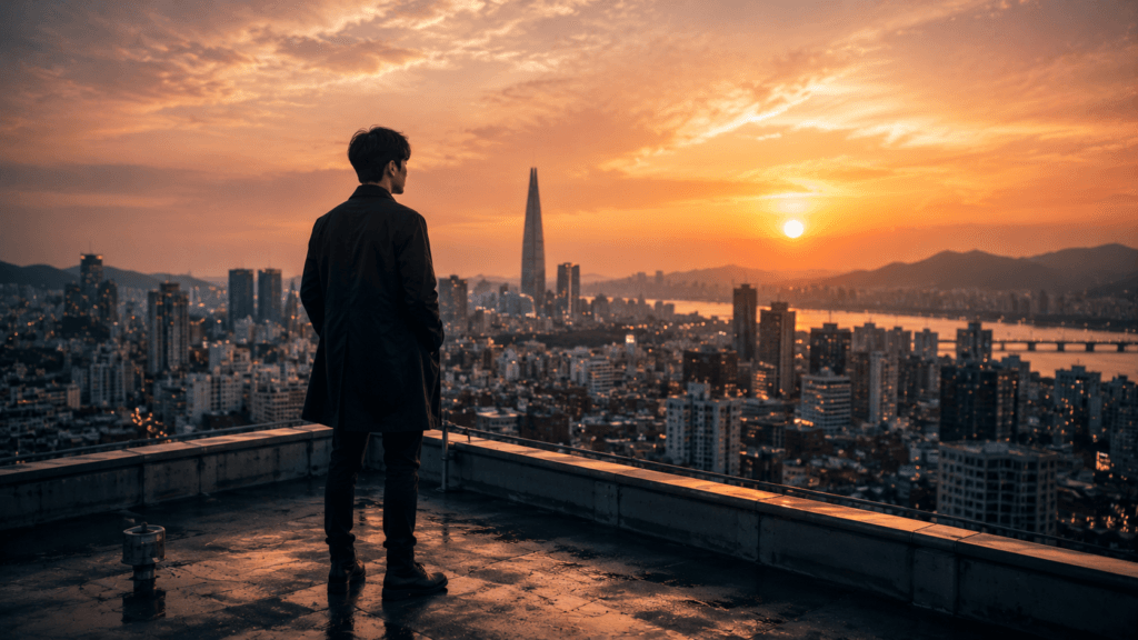Heroic atmosphere in a Korean action drama