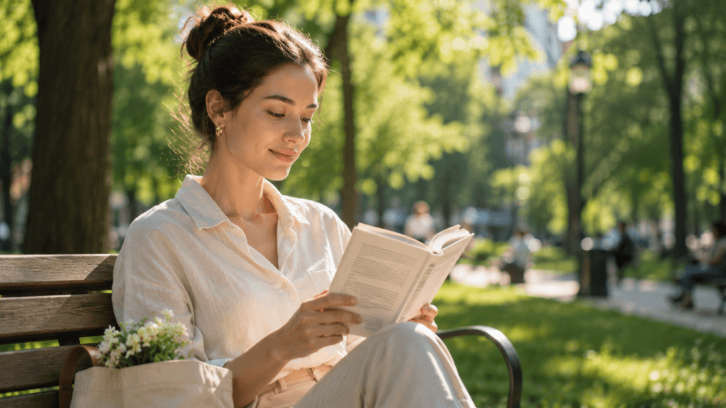 Woman enjoying everyday life with healthy skin