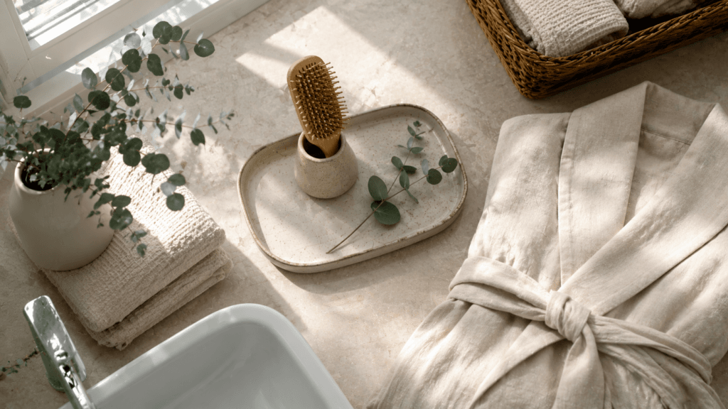 Minimalist bathroom after a peaceful morning routine